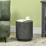 HOMCOM Round Side Table, Lightweight Accent Table with Concrete Finish, End Table with 4 Adjustable Feet for Indoor, Outdoor, Dark Gray - Bircata