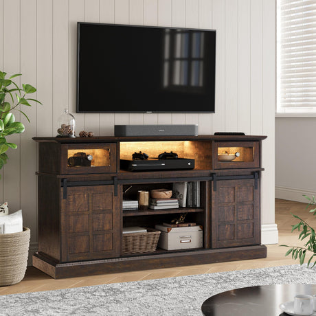 Farmhouse TV Stand for 65 inch TV, Entertainment Center TV Cabinet Stands