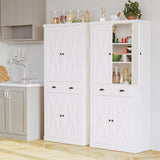 Kitchen Pantry Storage Cabinet 72" Height, with Barn Doors, Drawer