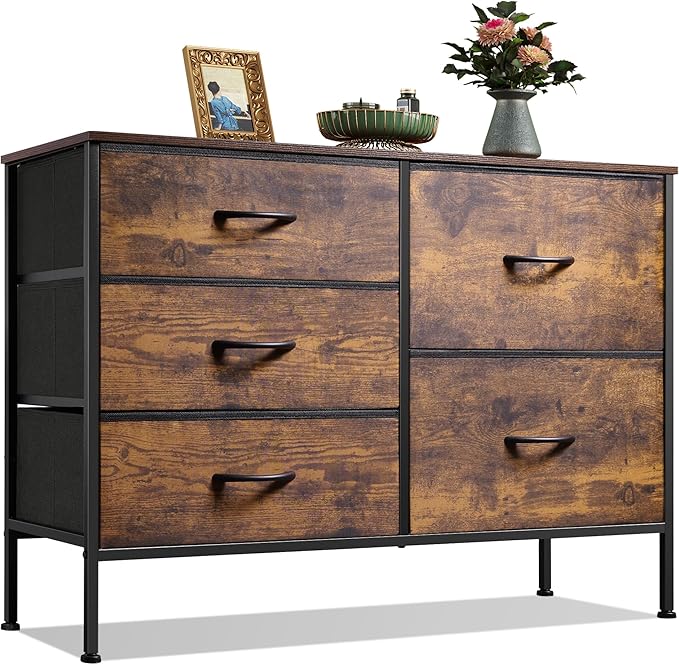 Dresser for Bedroom with 5 Drawers, Wide Bedroom Dresser with Drawer Organizers