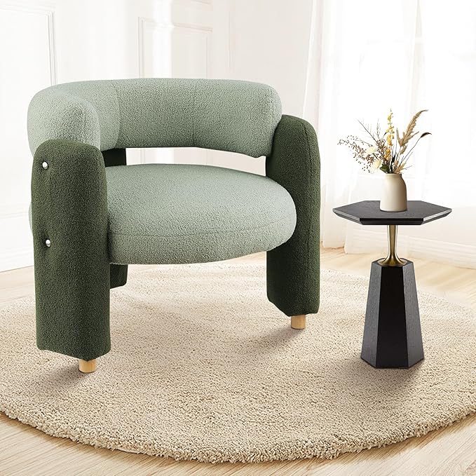 Accent Barrel Chair, Comfy Round Upholstered Armchair