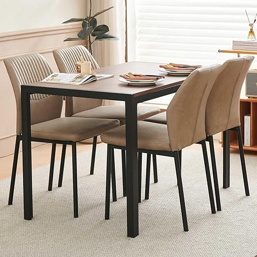 5-Piece Mid-Century Modern Dining Table Set for 4