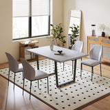 5 Piece Dining Table Set, 42.9 Inch Modern Kitchen Dining Table and Leather Dining Chairs