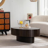 Oval Coffee Table for Living Room, Modern Wooden Drum Coffee Table Oval Coffee