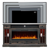 Fireplace TV Stand for 80 Inch TV, Farmhouse Entertainment Center with 42" Fireplace