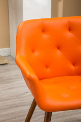 Furniture Vauclucy Contemporary Faux Leather Diamond Tufted Accent Chair, Orange