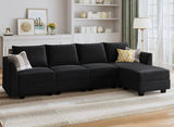 Modular Sectional Sofa Velvet L Shaped Couch with Storage Ottoman