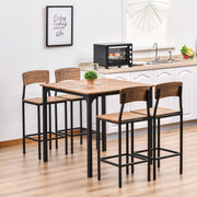 Counter Height Bar Table Set for 4, Square Kitchen Table and Chairs Set with Footrest