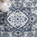 SAFAVIEH Charleston Collection Area Rug - 8' x 10', Blue & Grey, Oriental Medallion Design, Non-Shedding & Easy Care, Ideal for High Traffic Areas in Living Room, Bedroom (CHL431M)