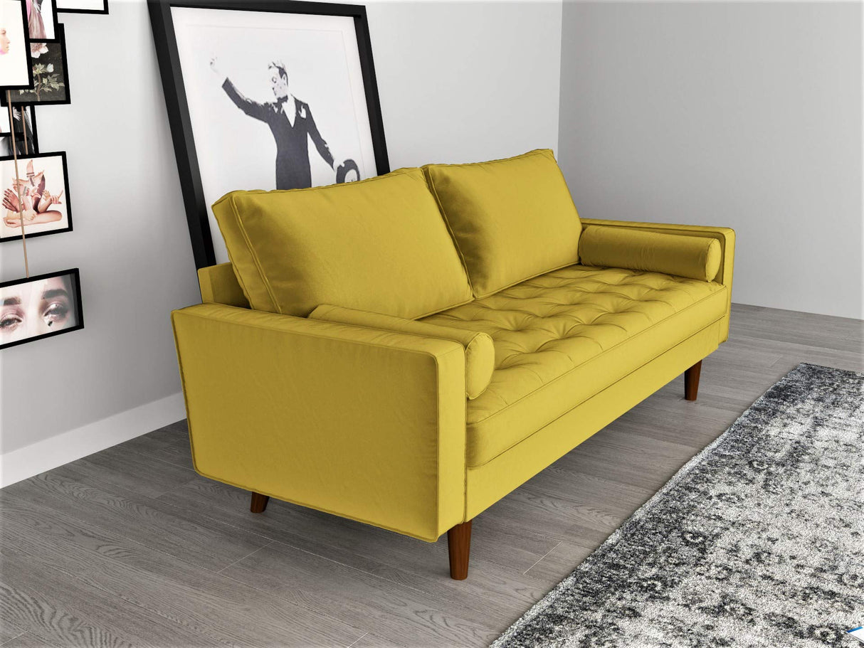 Womble Modern Velvet Upholstered Living Room Diamond Tufted Chesterfield with Gleaming Nailheads