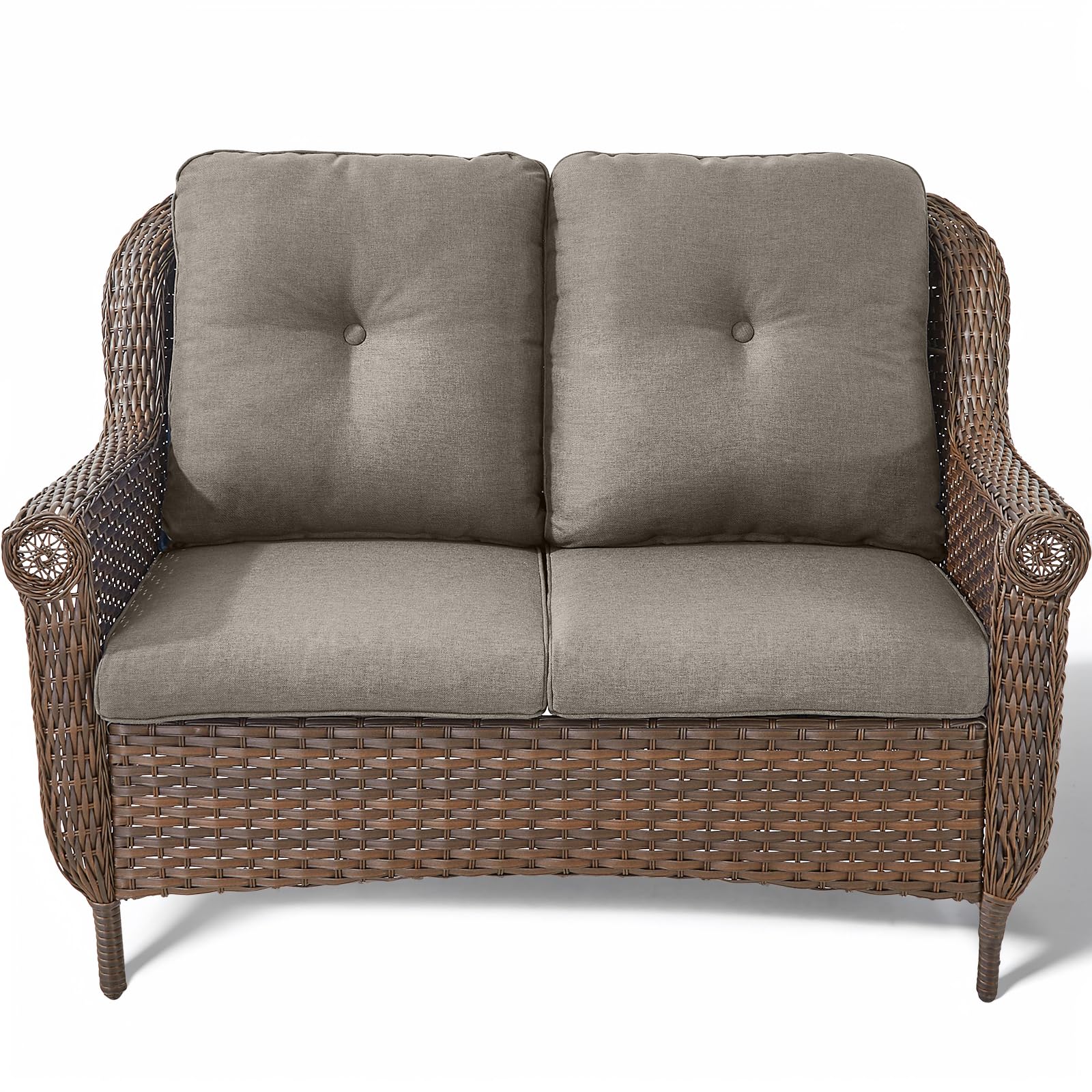 Patio Loveseat Outdoor Wicker Sofa - Heavy Duty All-Weather Rattan 2-Person Sofas