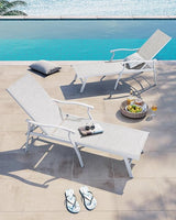 Chaise Lounge Chair Outdoor with Armrest, Pool Lounge Chairs Set of 2