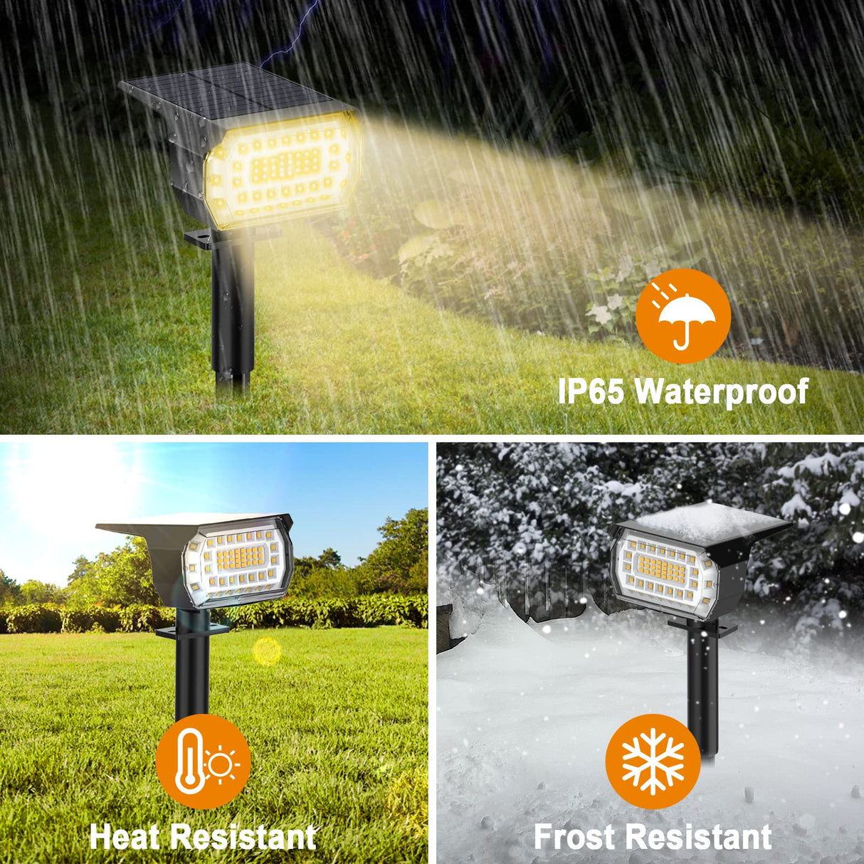 Solar Spot Lights Outdoor, [8 Pack/57 LED] 2-in-1 Solar Landscape Spotlights