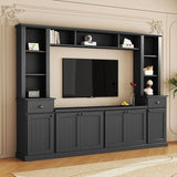 4-Piece Entertainment Center Wall Unit with Bridge for TVs up to 75", Large TV Stand