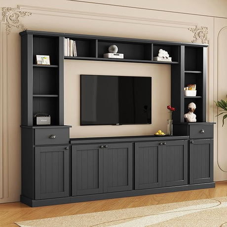 4-Piece Entertainment Center Wall Unit with Bridge for TVs up to 75", Large TV Stand