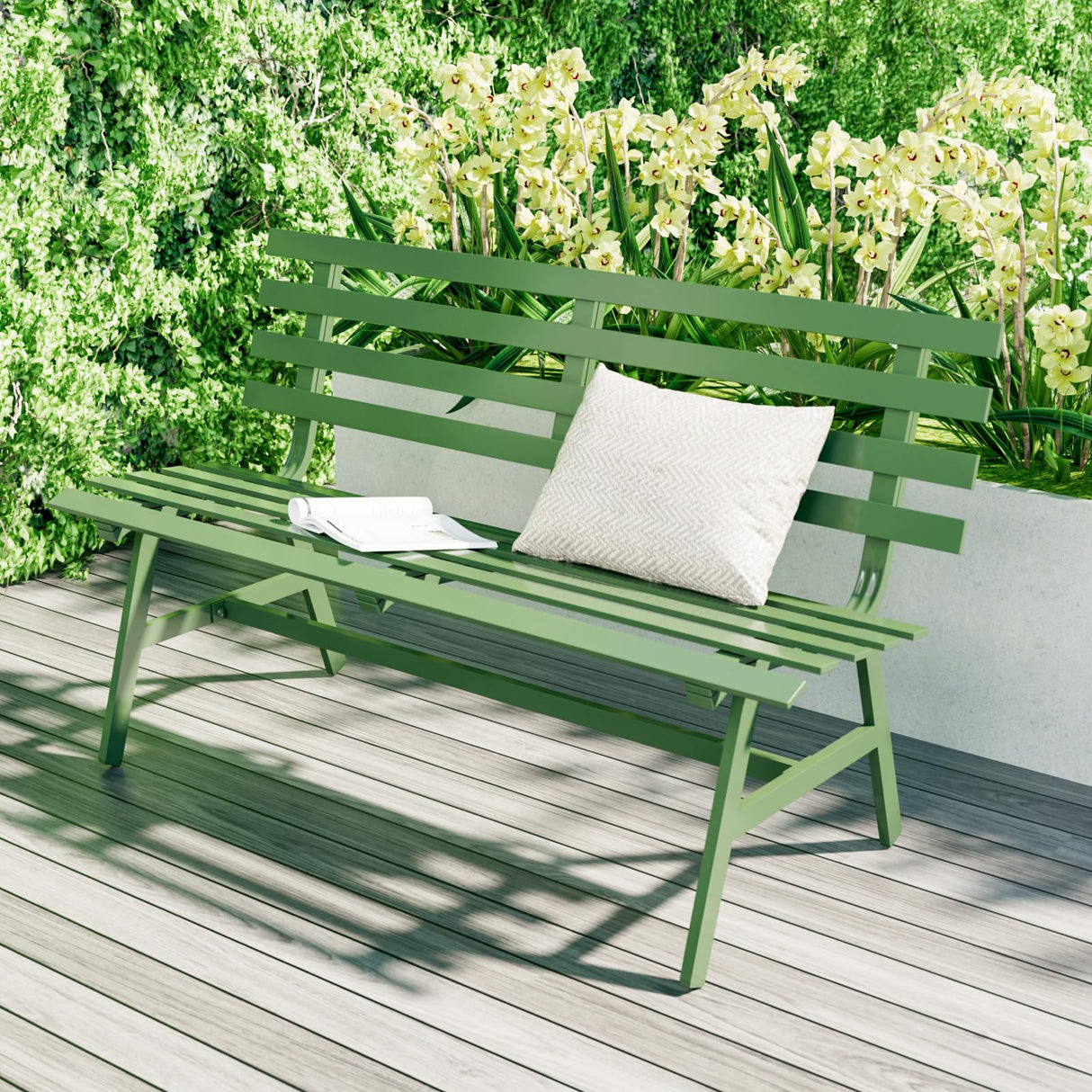 Outdoor Bench Weatherproof Aluminum Park Bench