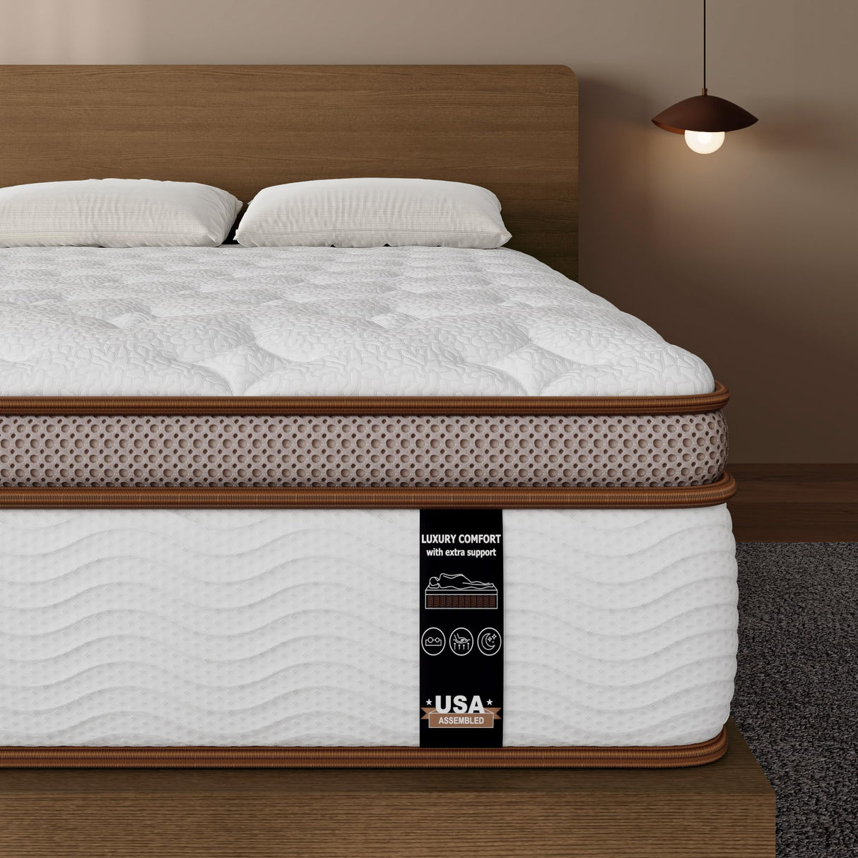 Queen Size Mattress 12 Inch - Luxury Hybrid Mattress for Back Pain Relief - Extra Support