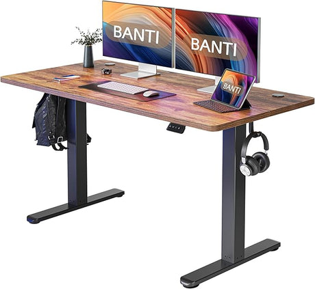 ''x24''Height Adjustable Electric Standing Desk, Stand up Table, Sit Stand Home Office Desk with Splice Board, Black Top