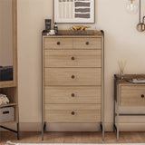 Novogratz Bushwick Tall 5 Drawer Dresser, Natural