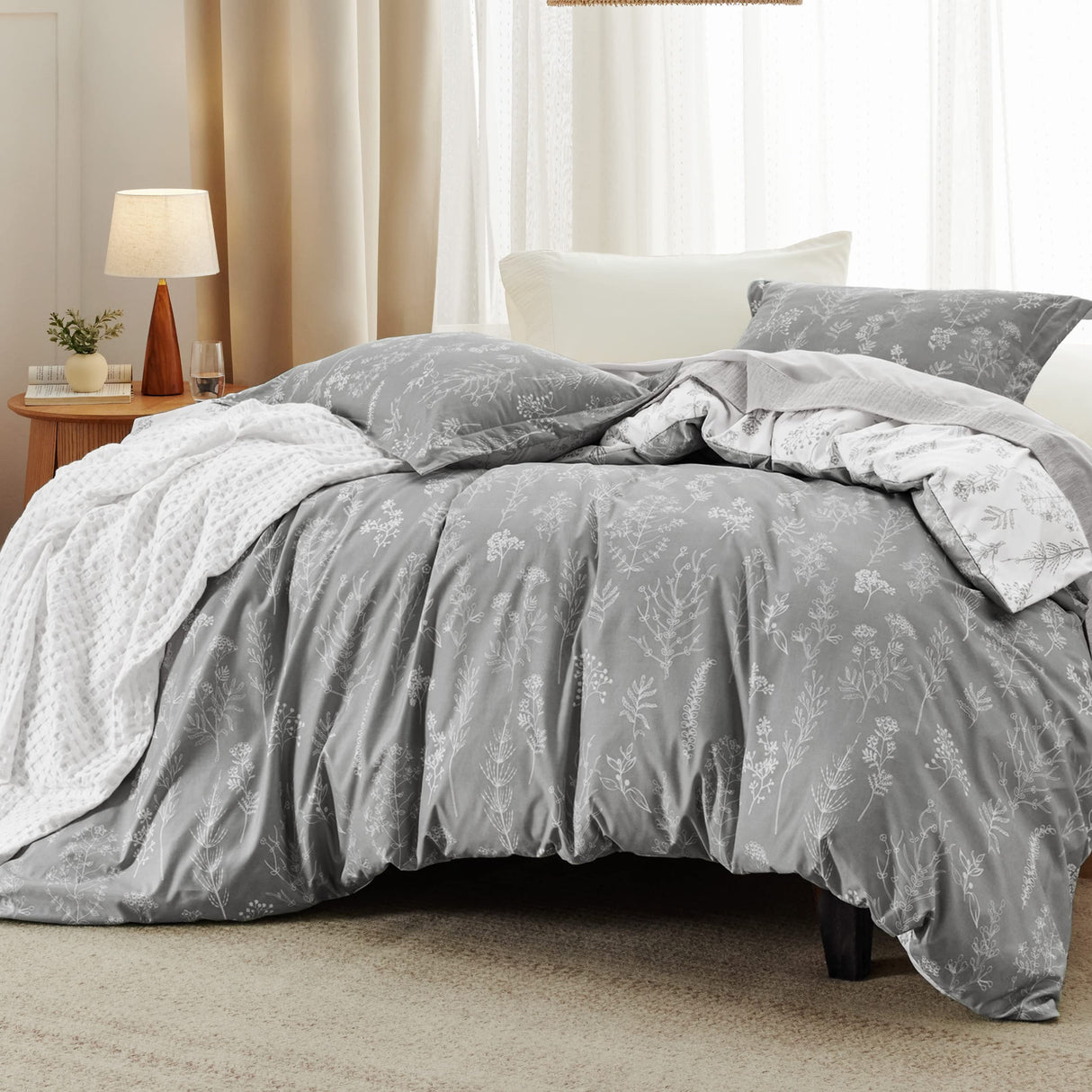 Twin XL Comforter Set Dorm Bedding - Lavender Comforter, Floral Twin Extra Long
