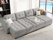 Modular Sleeper Sofa Sectional Couch with Wide Chaises Convertible Sectional Sofa