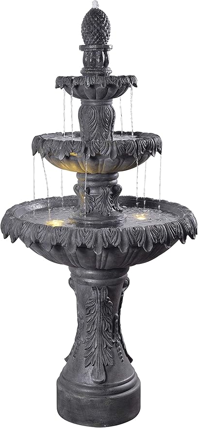51010ZC Ibiza Outdoor Floor Fountain with Gray Finish, Classic Style