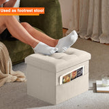 Ottoman Storage Ottoman Footrest with Side Pocket Folding Ottoman