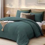 Monbix Fluffy Queen Comforter Set – 3 Piece Cozy Sherpa Comforter Queen Size Teal, Winter Warm Fleece Bedding Set, Luxury Coco Plush Winter Fuzzy Bed Set, 1 Comforter with 2 Pillowcases