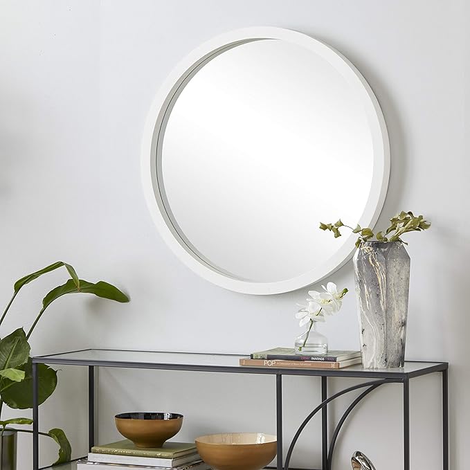 Wooden Room Wall Mirror Entryway Mirror, Wall Mounted Mirror 32" x 2" x 32", Black
