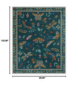 Lahome Insect Print Area Rugs 8x10, Non Slip Washable Rugs for Living Room 8x10 Rug, Soft Modern Bedroom Rug 8x10 Under Bed Ultra-Thin Large Carpet for Dining Room Office Playroom(8'x10',Dark Green)