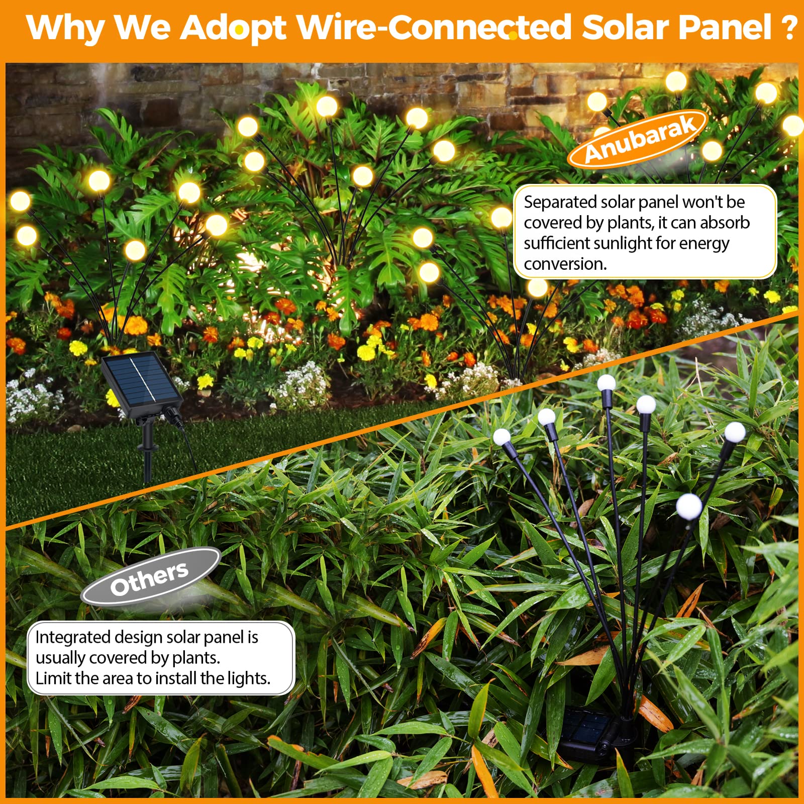 6 Pack Firefly Lights Solar Outdoor, Swaying Solar Garden Lights