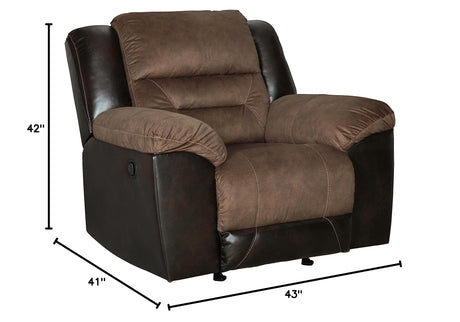 Earhart Faux Leather Manual Rocker Recliner, Brown