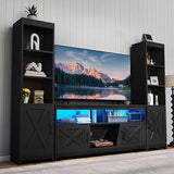 Farmhouse TV Stand for 65" TVs with LED Lights & Storage