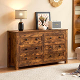 6 Drawers Dresser for Bedroom, 54" Farmhouse Wood Chest of Drawers with Vintage