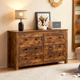 6 Drawers Dresser for Bedroom, 54" Farmhouse Wood Chest of Drawers with Vintage
