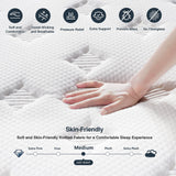 Queen Size Mattress - Upgrade Strengthen Medium 12 Inch Hybrid Queen Mattressf