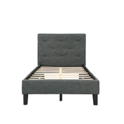 Twin Bed Frame, Upholstered Platform Bed with Headboard Bed Frame and Wood Slats