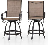 3 Piece Outdoor Bar Set, Counter Height Patio Bar Bistro Table and Swivel
