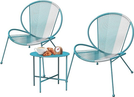 3-Piece Outdoor Acapulco Chair Set Patio Conversation Low Seat Bistro Sets