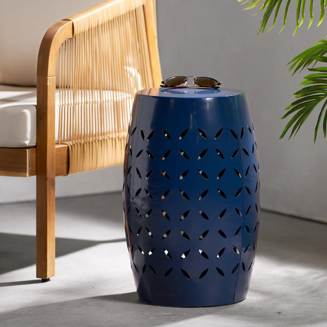 Christopher Knight Home Lilac Outdoor 12" Iron Side Table, Dark Blue - Bircata
