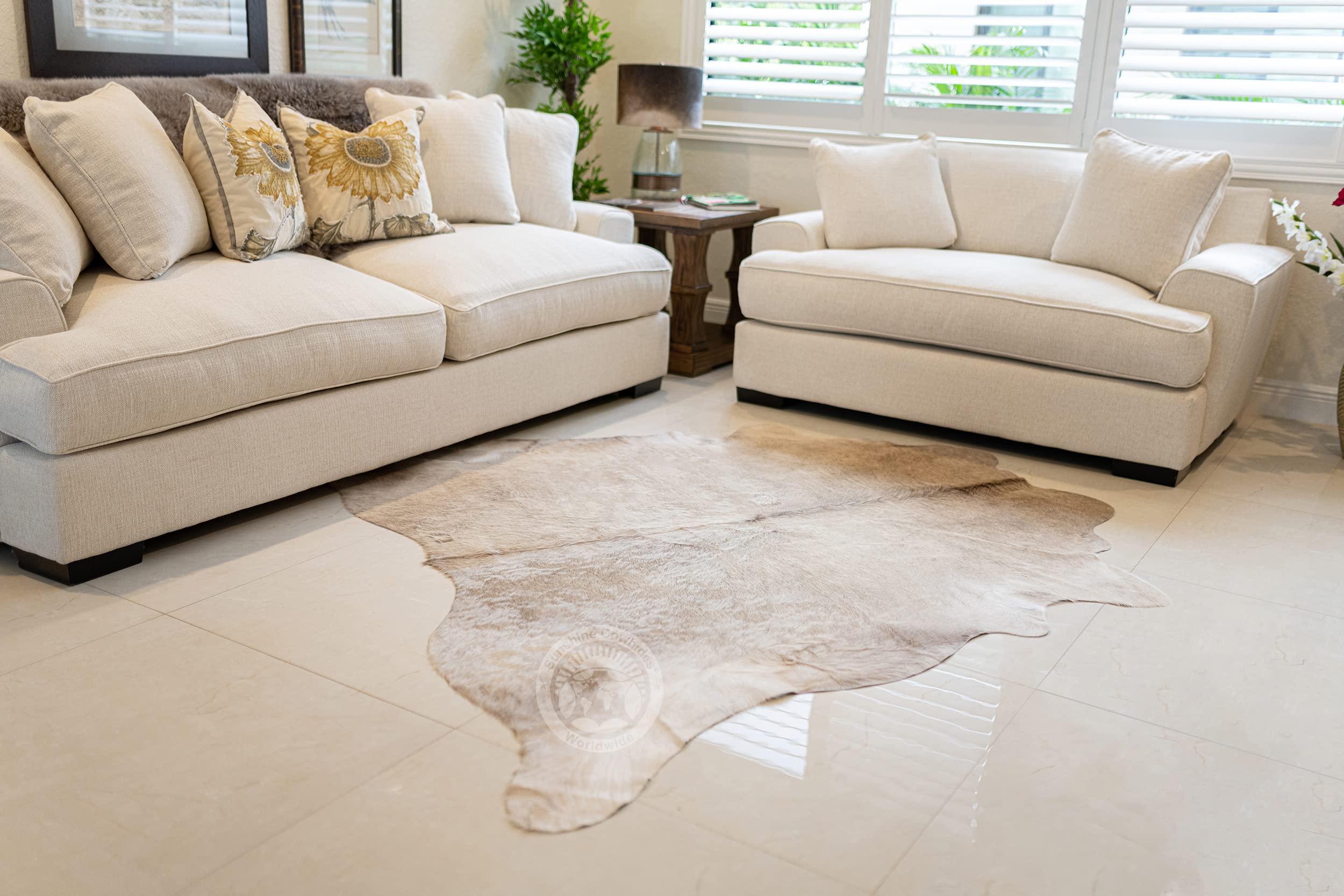 100% Genuine Champagne Cowhide Rug - Modern Style Animal Skin Rug & Floor Carpet