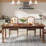 62” Wood Dining Table for 4-6 People, Farmhouse Large Rectangle Kitchen Table,