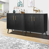 Sideboard Buffet Cabinet with Storage - 3 Doors Black Storage Cabinet with Drawers