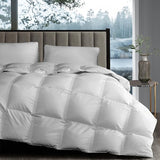 White Goose Down Fiber Comforter Queen, Extra Warmth Fluffy Goose Down Fiber