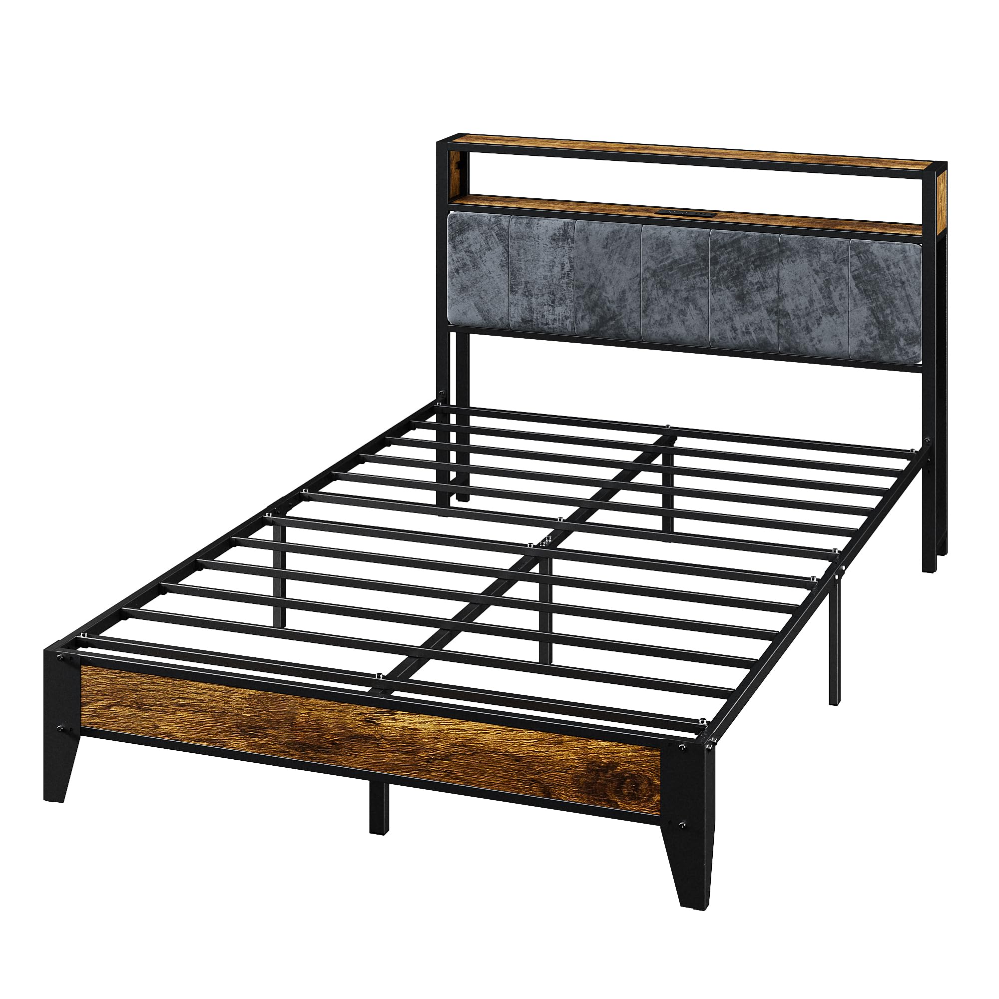 OLEVS Full Bed Frame with Headboard, Metal Platform Bed Frame Full Size