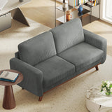 68" Loveseat Sofa Dark Gray, Comfy Corduroy Couch With Spring Cushion and Solid Wood
