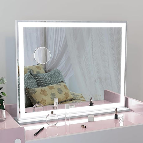 Vanity Mirror with LED Lights, Large Makeup Mirror for Desk, Wall Mounted Vanity Mirror,