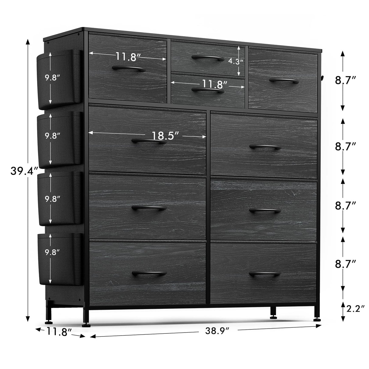 Dresser for Bedroom with 10 Drawers, Chest of Drawers, Fabric Storage