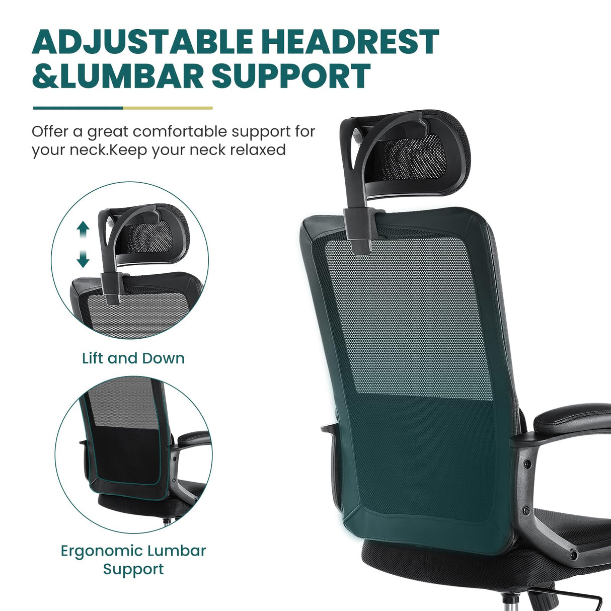 Office Desk Computer Chair, Ergonomic High Back Comfy Swivel Gaming Home Mesh