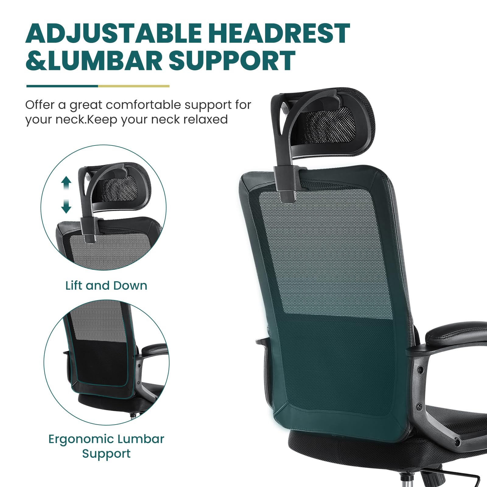 Office Desk Computer Chair, Ergonomic High Back Comfy Swivel Gaming Home Mesh